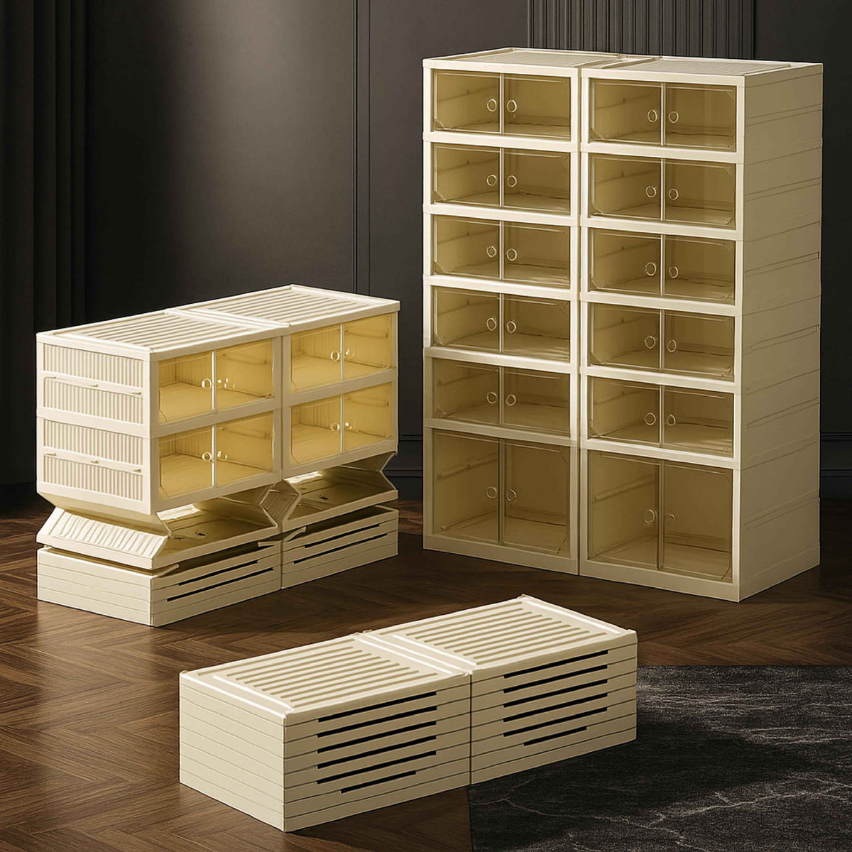 Shoe Stack Foldable Shoe Storage with Wheels