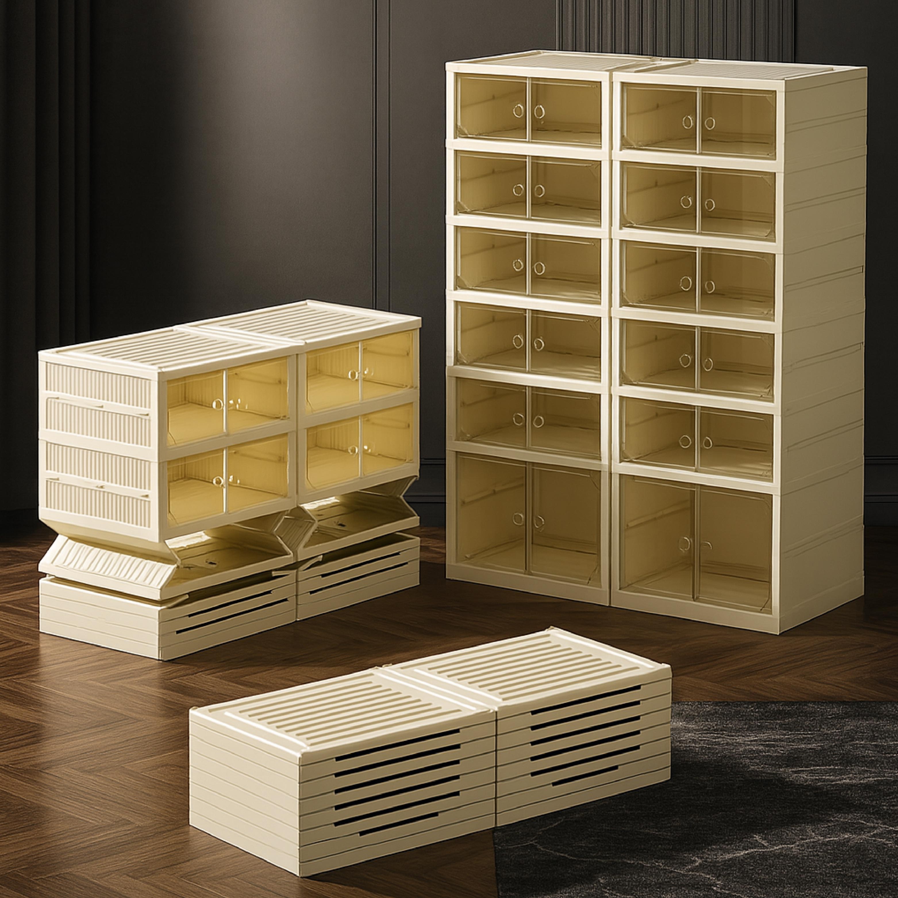 Shoe Stack Foldable Shoe Storage with Wheels
