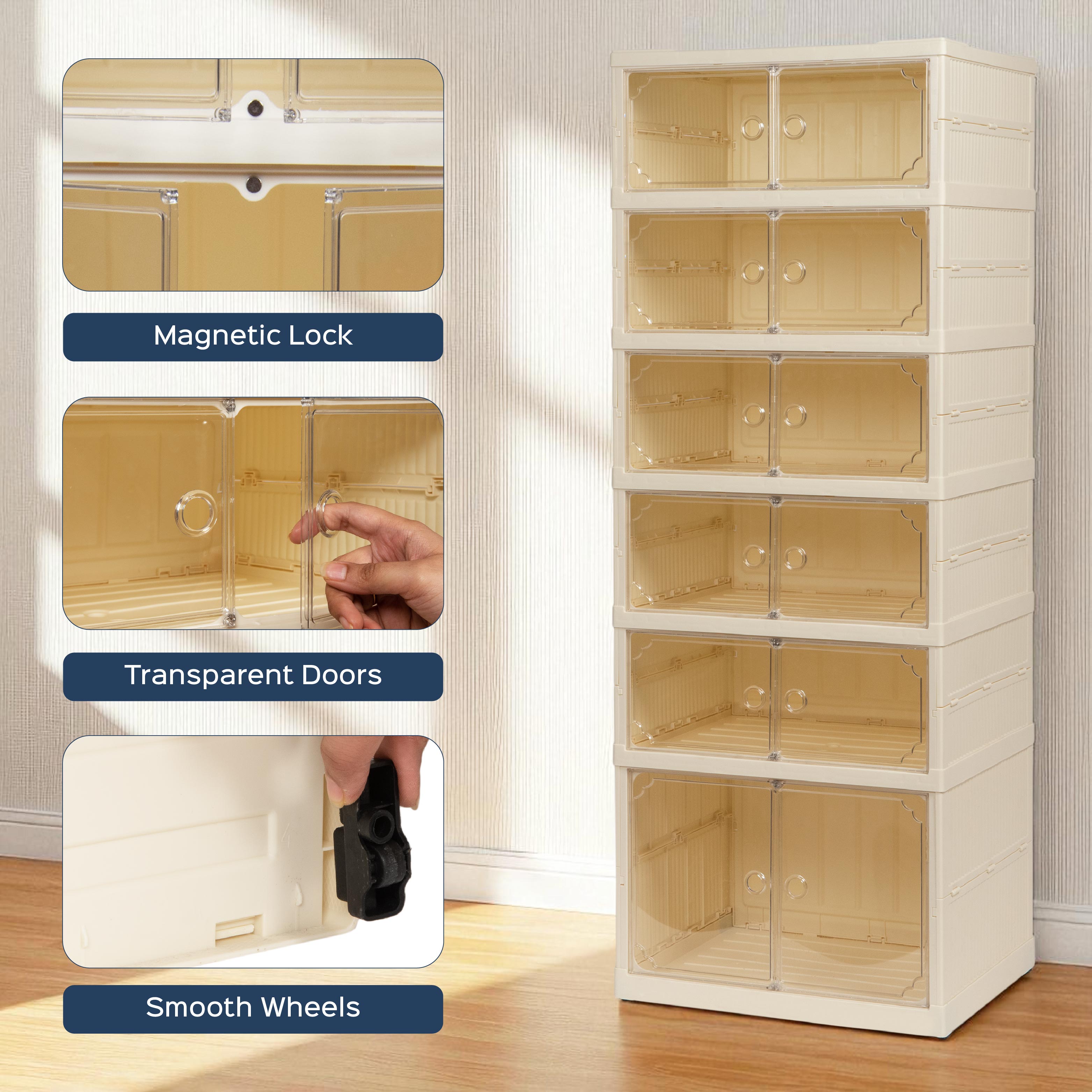 Shoe Stack Foldable Shoe Storage with Wheels