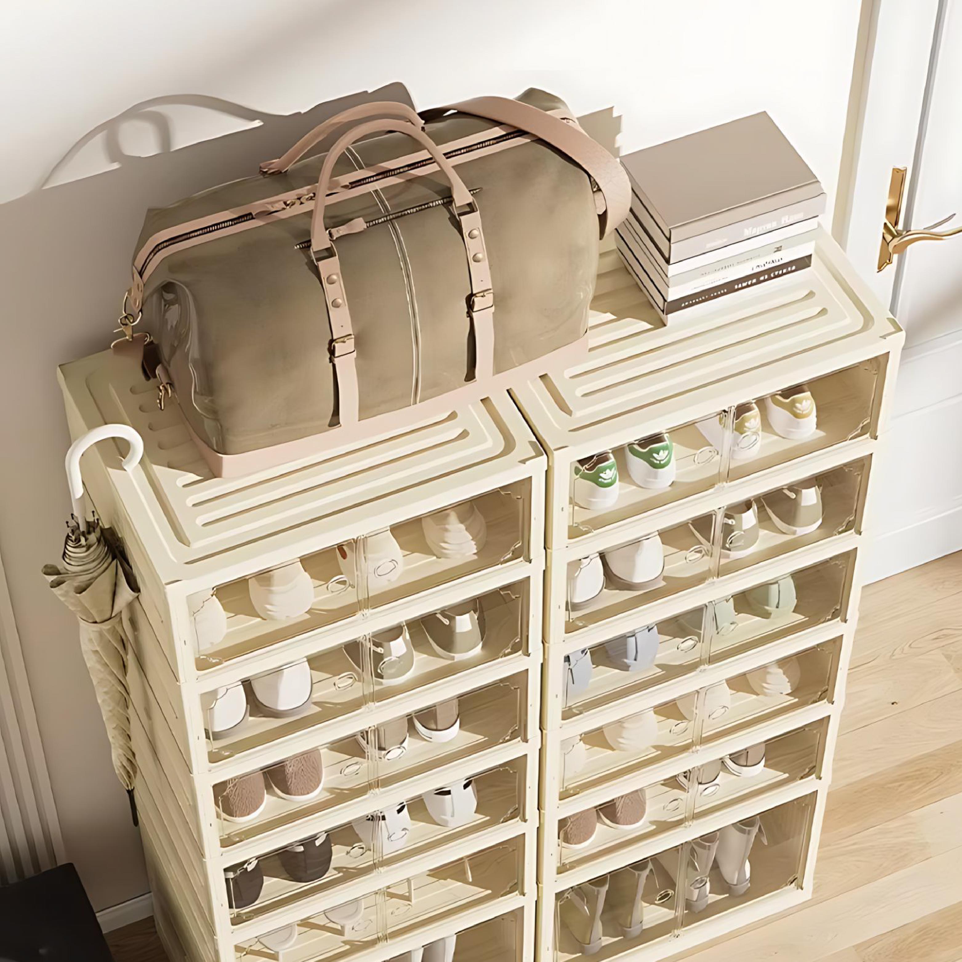 Shoe Stack Foldable Shoe Storage with Wheels