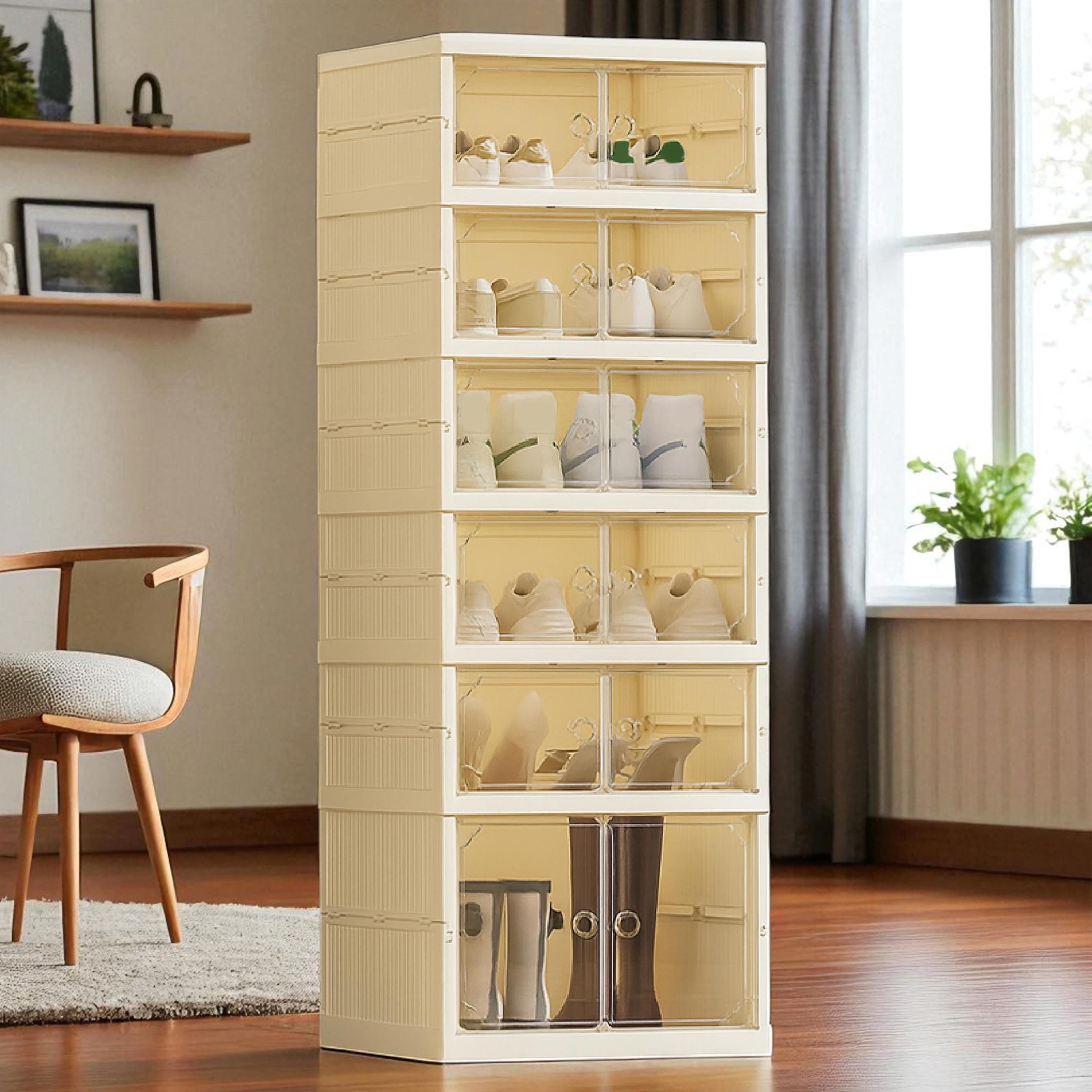 Shoe Stack Foldable Shoe Storage with Wheels