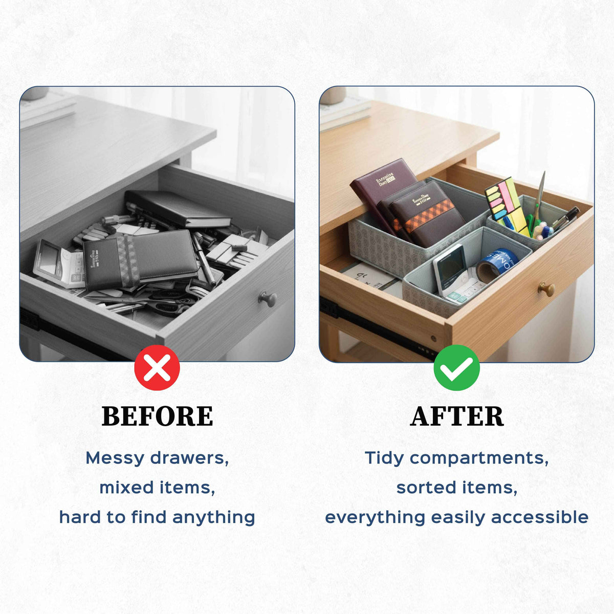 3 Multipurpose Drawer Organizer Set