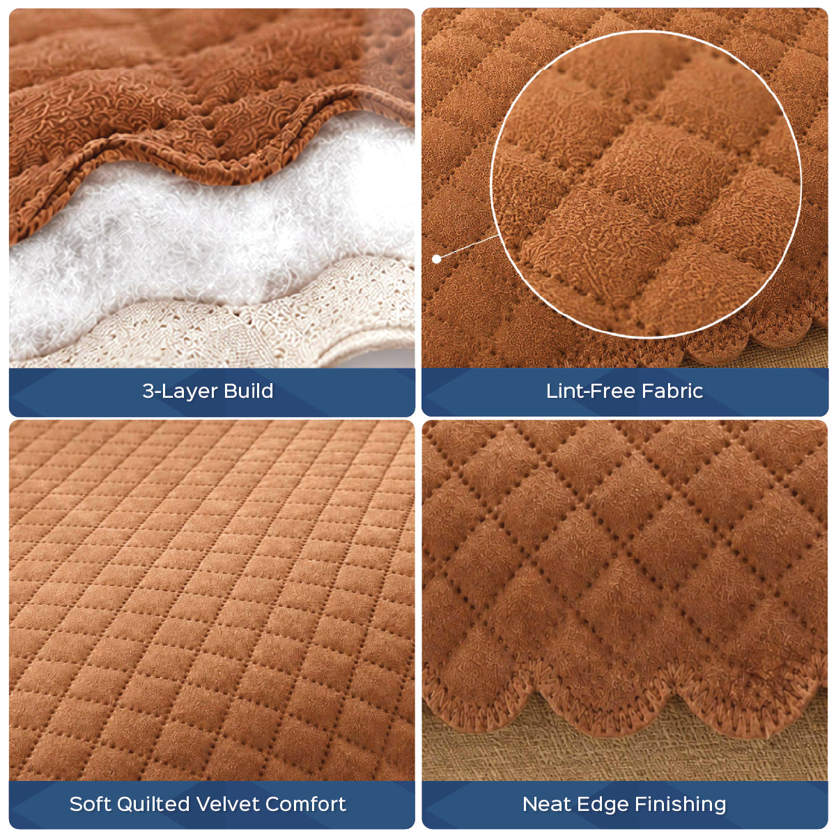 Quilted Velvet Sofa Cover with Lint-Free Fabric - Homestrap