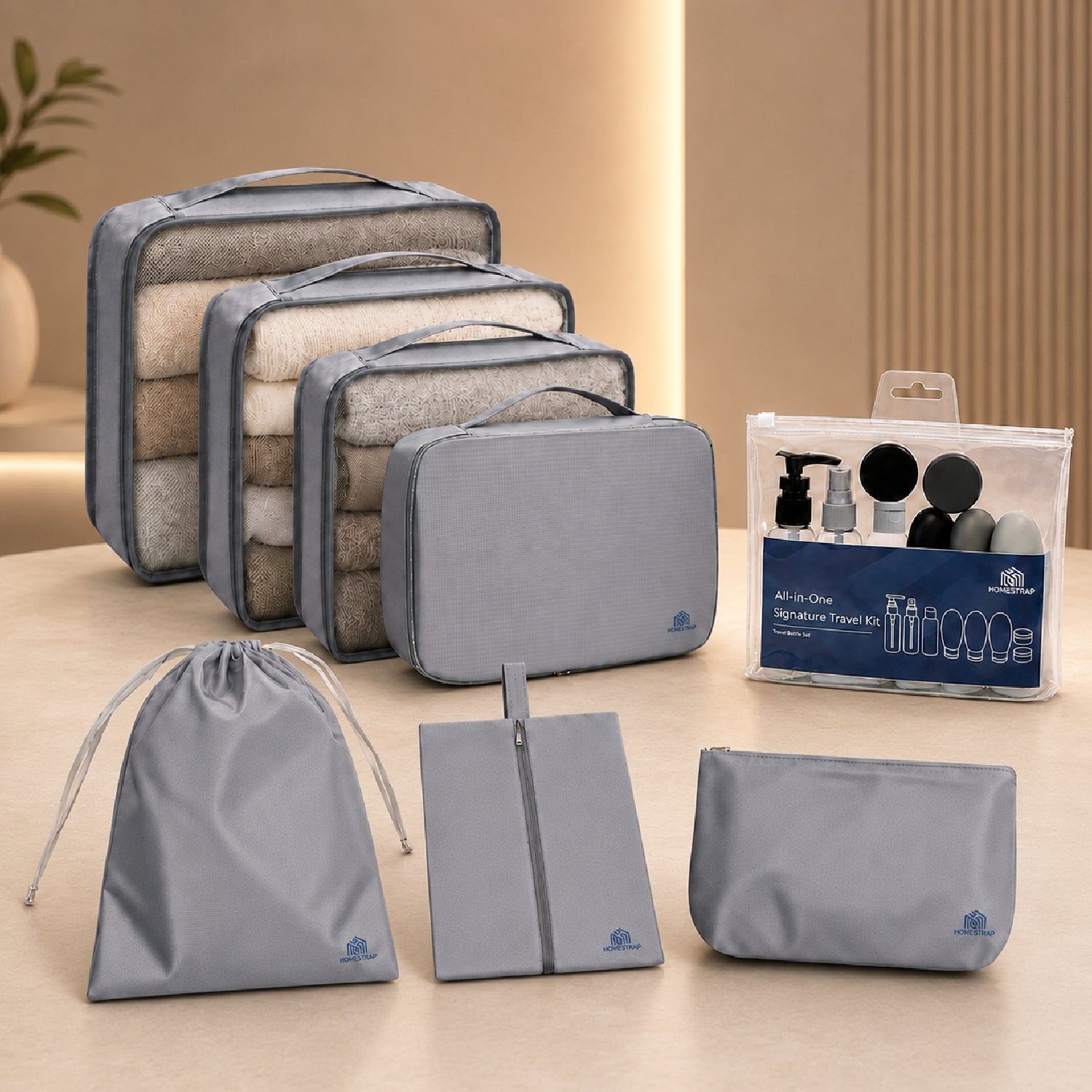 7-Piece Travel Organizer Set with Packing Cubes & Toiletry Kit