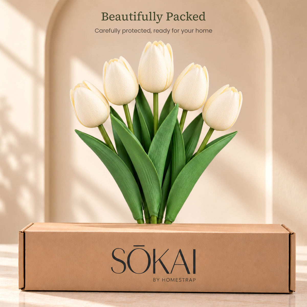 Soft White Tulip Artificial Flower Stem