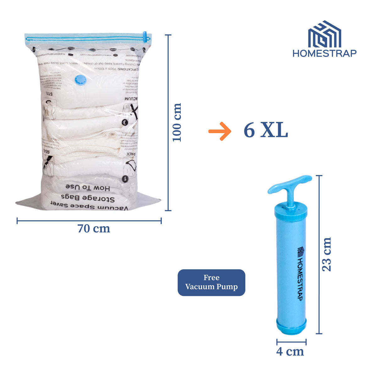 Vacuum Bag | Space Saver Compression Bags with Free Vacuum Pump - Homestrap