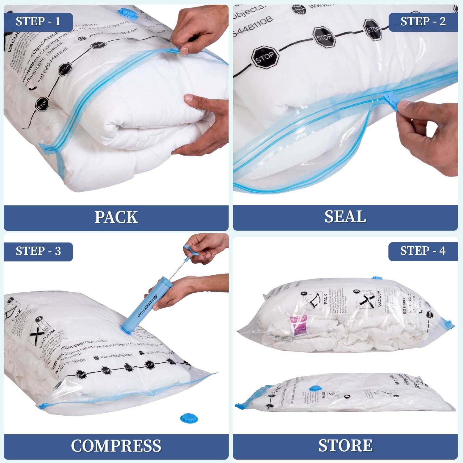 Vacuum Bag | Space Saver Compression Bags with Free Vacuum Pump