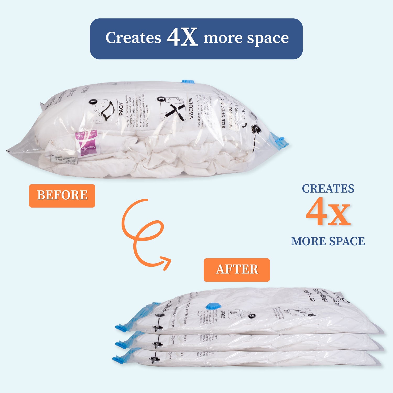 Vacuum Bag | Space Saver Compression Bags with Free Vacuum Pump