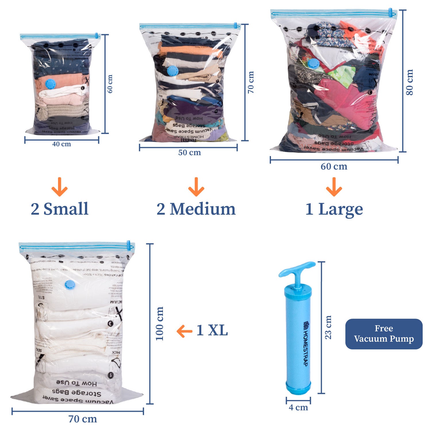 Vacuum Bag | Space Saver Compression Bags with Free Vacuum Pump