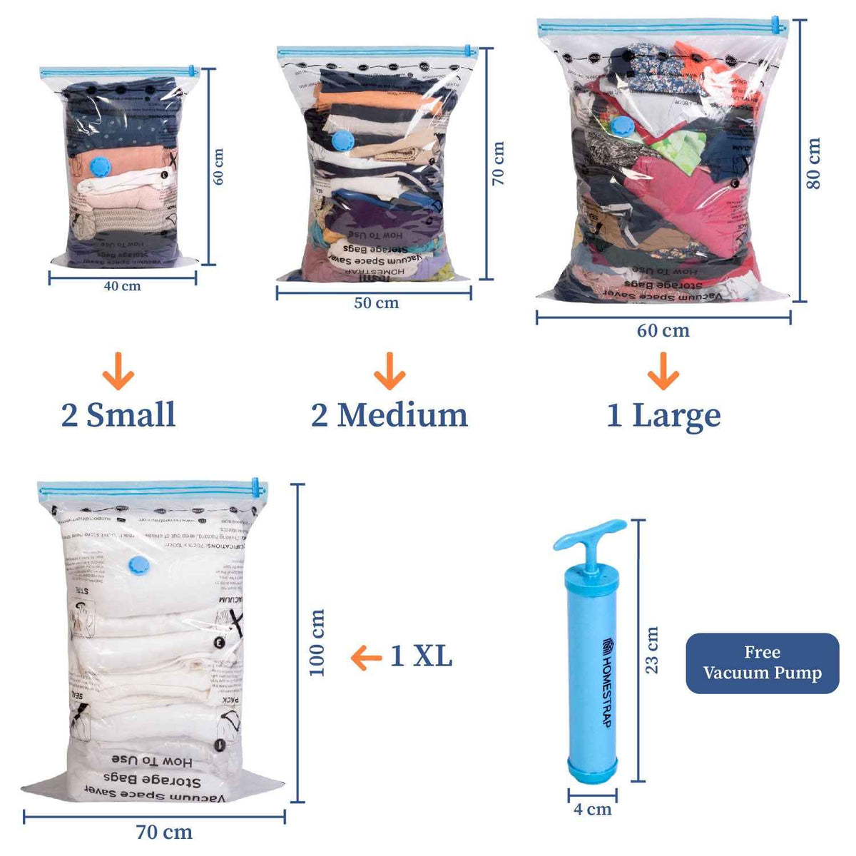 Vacuum Bag | Space Saver Compression Bags with Free Vacuum Pump