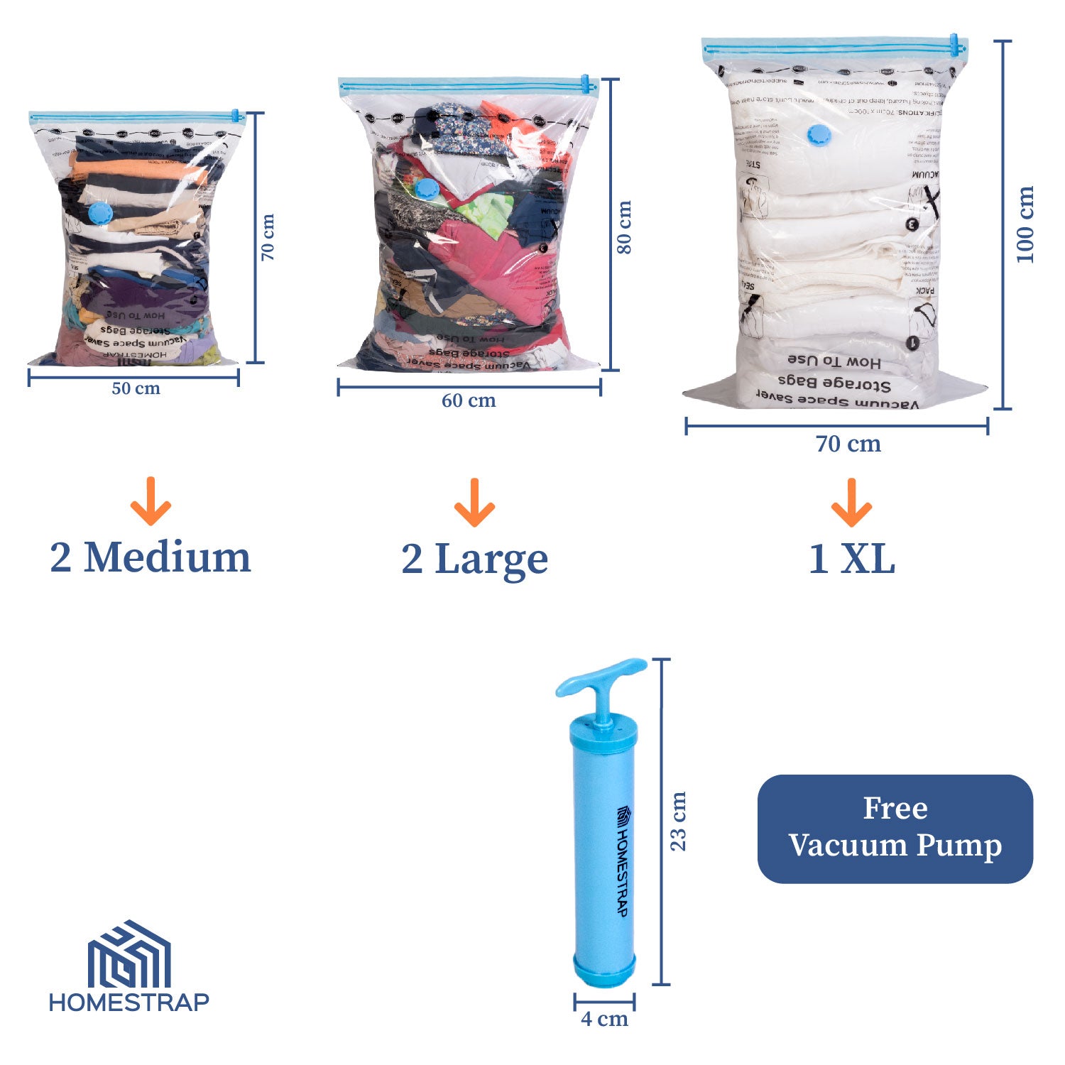 Vacuum Bag | Space Saver Compression Bags with Free Vacuum Pump