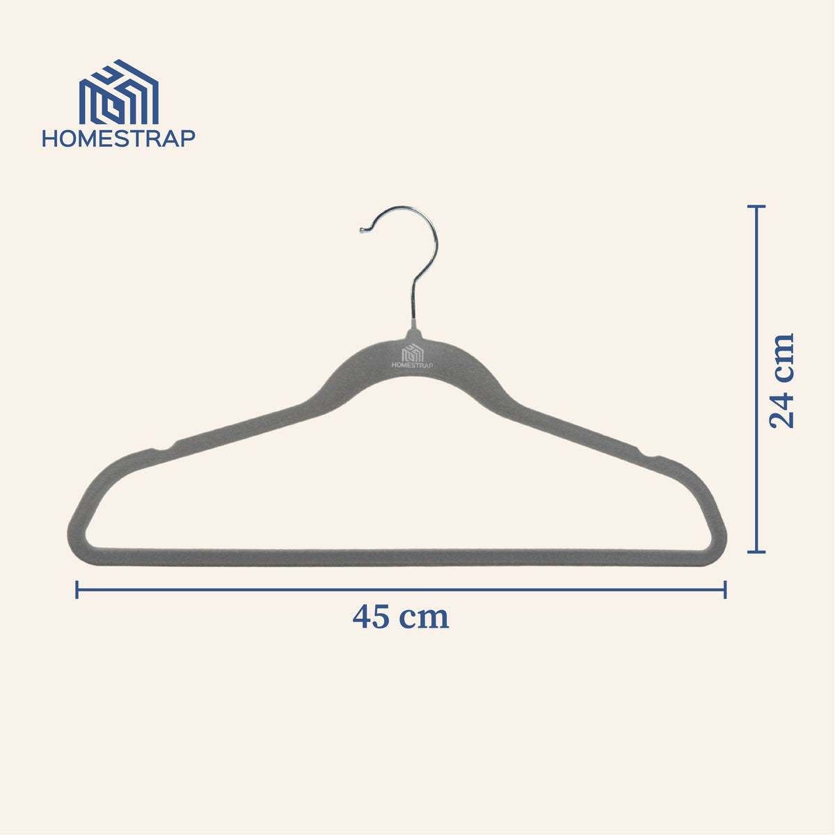 Velvet Anti-Slip Grey Hanger - Homestrap