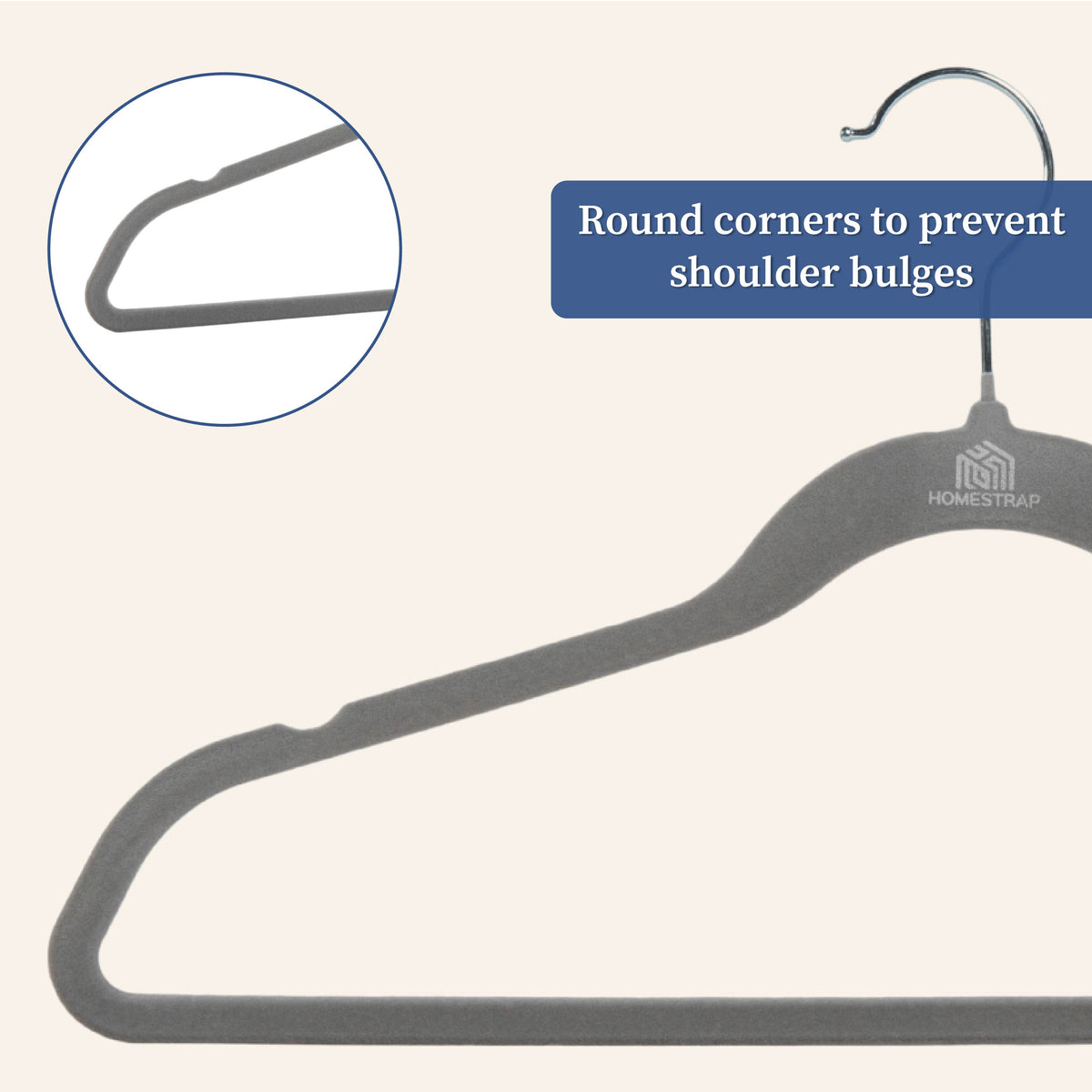 Velvet Anti-Slip Grey Hanger - Homestrap