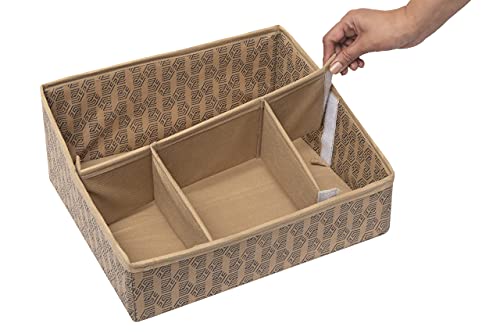 Set of 2, Multipurpose Foldable Drawer Organizer With 4 Compartments