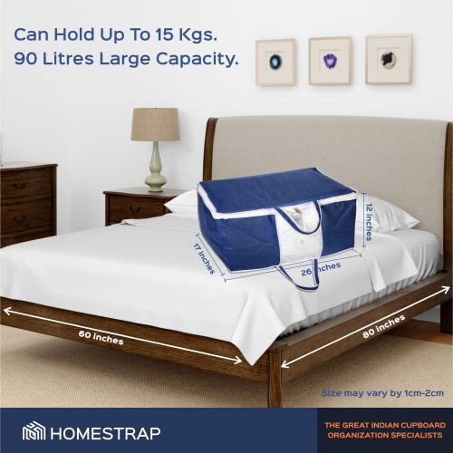 Underbed Organizer | Blanket, Pillow Storage Bag | Front Handle