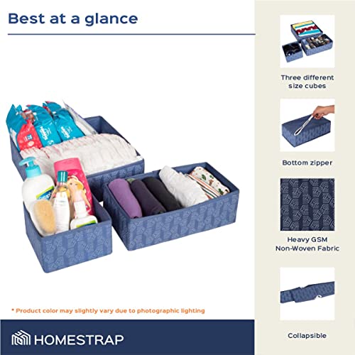 Set of 3,Foldable Storage Box with Zipper, Drawer Organizer