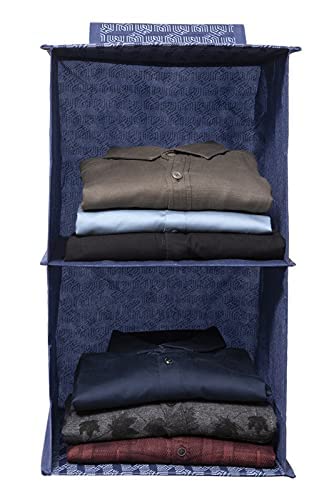 2 Shelf Hanging Organizer | Foldable Wardrobe Clothes Organizer