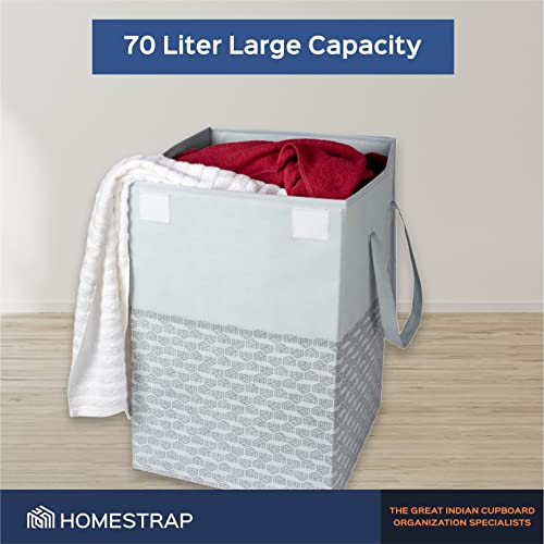 Foldable Laundry Bag/Bin Cum Basket with Lid & front Handle