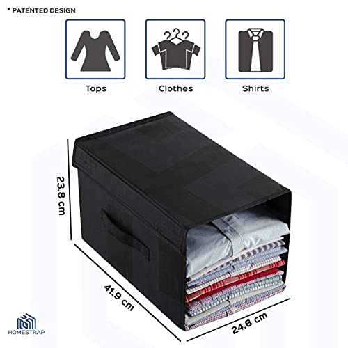 Shirt Stacker with Lid | Foldable | Wardrobe Storage Organizer | Black