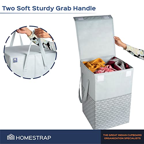 Double R Bags 72 L Foldable Laundry Basket With Lid Collapsible (Grey)
