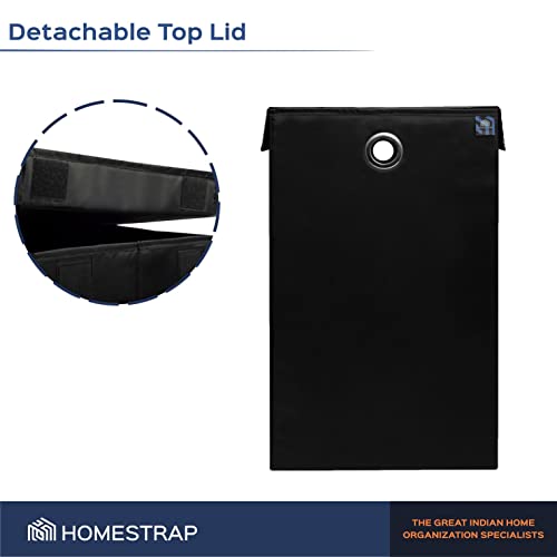 Laundry Basket with Lid Closure | Foldable | Black