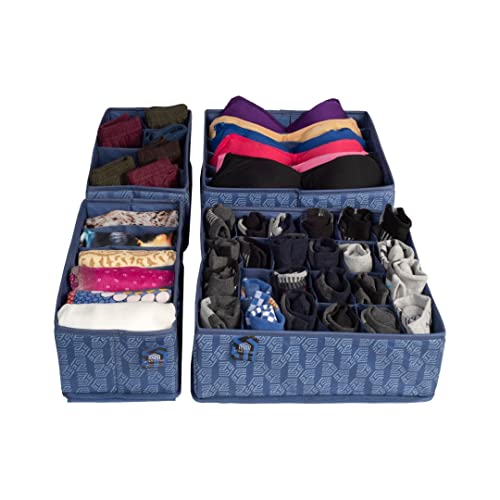 Set of 4 Drawer Organizer for Undergarments, Socks, Scarfs & Tie