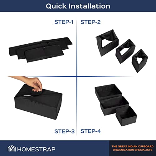 Set of 3,Foldable Storage Box with Zipper, Drawer Organizer