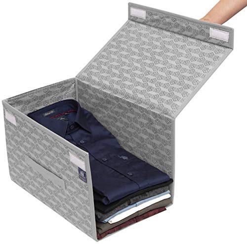 Shirt Stacker with Lid | Foldable | Wardrobe Storage Organizer (Large)