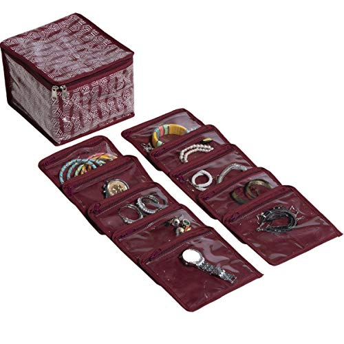 1 Jewellery Organizer with 10 Transparent Pouch Storage bag