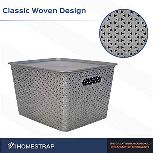 Set Of 3, Plastic Storage Organizers | Baskets With Lid