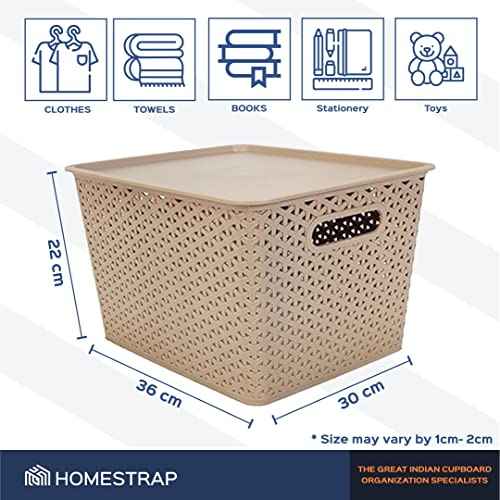 Set Of 3, Plastic Storage Organizers | Baskets With Lid