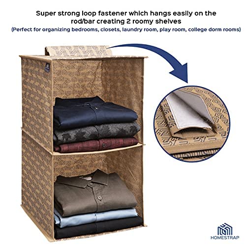 2 Shelf Hanging Organizer | Foldable Wardrobe Clothes Organizer