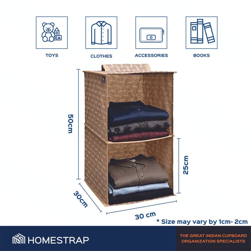 2 Shelf Hanging Organizer | Foldable Wardrobe Clothes Organizer
