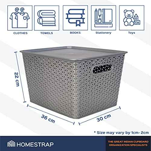 Set Of 3, Plastic Storage Organizers | Baskets With Lid
