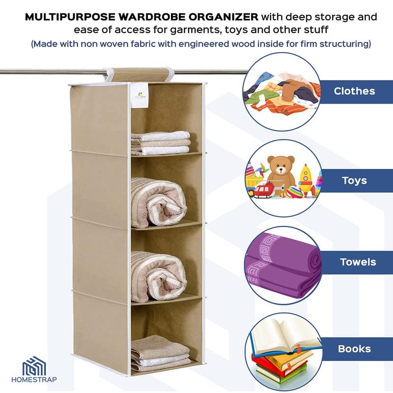 4 Shelf Hanging Organizer | Foldable Wardrobe\Closet Clothes Organizer