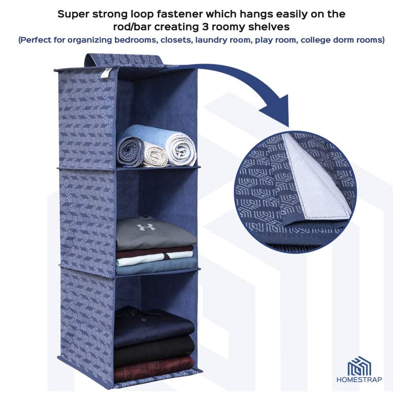 3 Shelf Hanging Organizer | Foldable Wardrobe/Closet Clothes Organizer