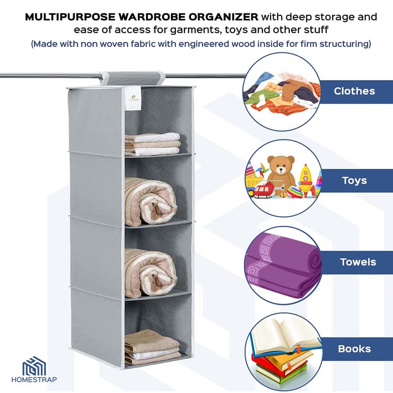 4 Shelf Hanging Organizer | Foldable Wardrobe\Closet Clothes Organizer