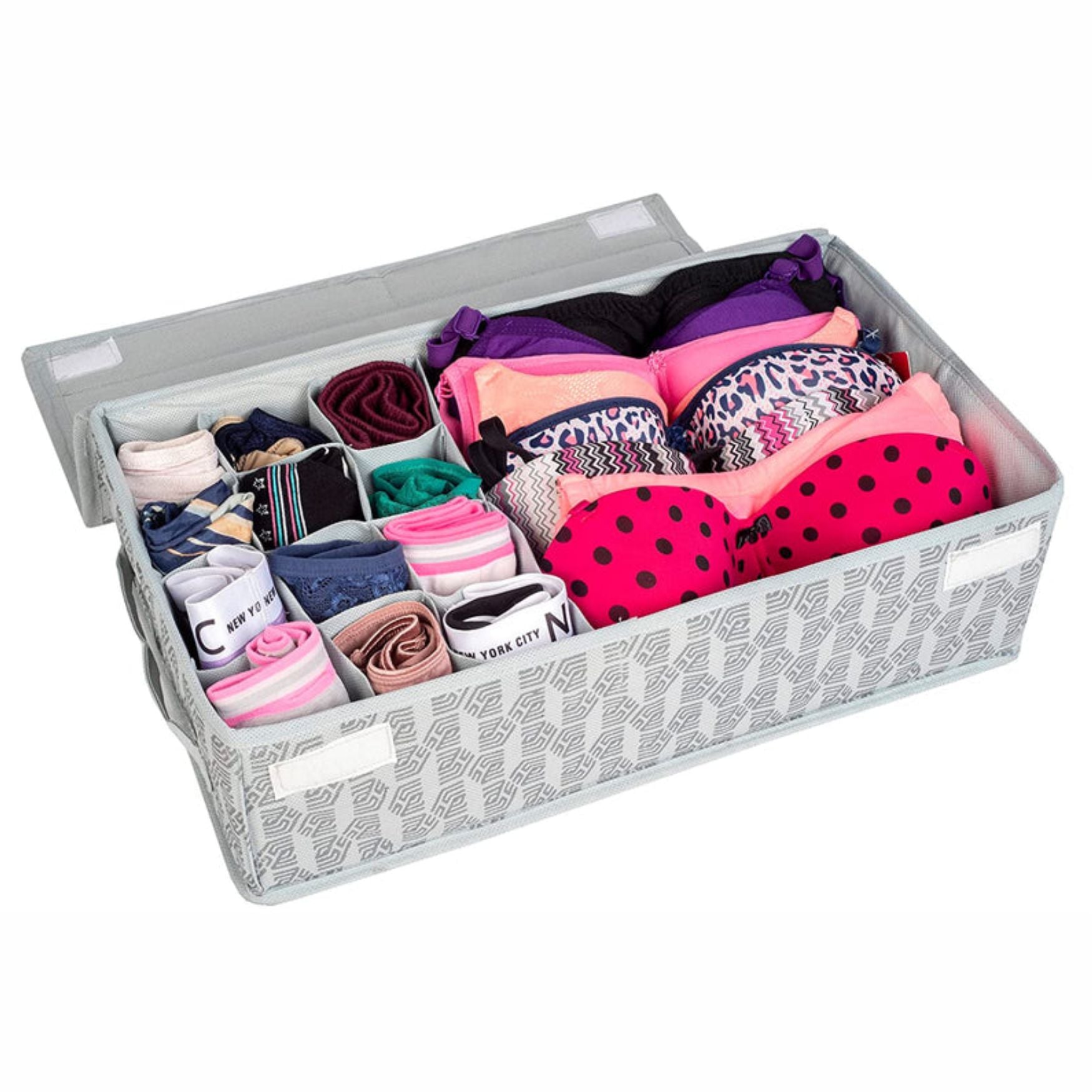 Undergarment Organizer with Lid Closure