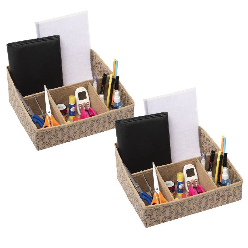 Set of 2, Multipurpose Foldable Drawer Organizer With 4 Compartments