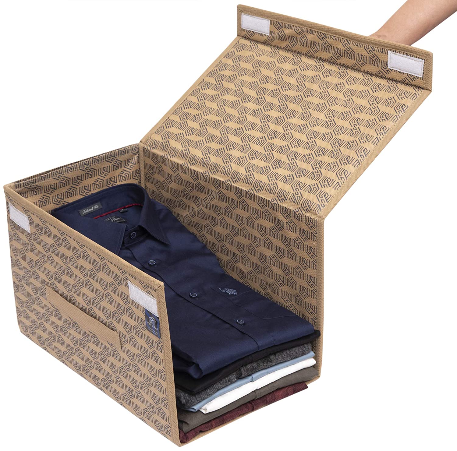 Shirt Stacker with Lid | Foldable | Wardrobe Storage Organizer (Large)