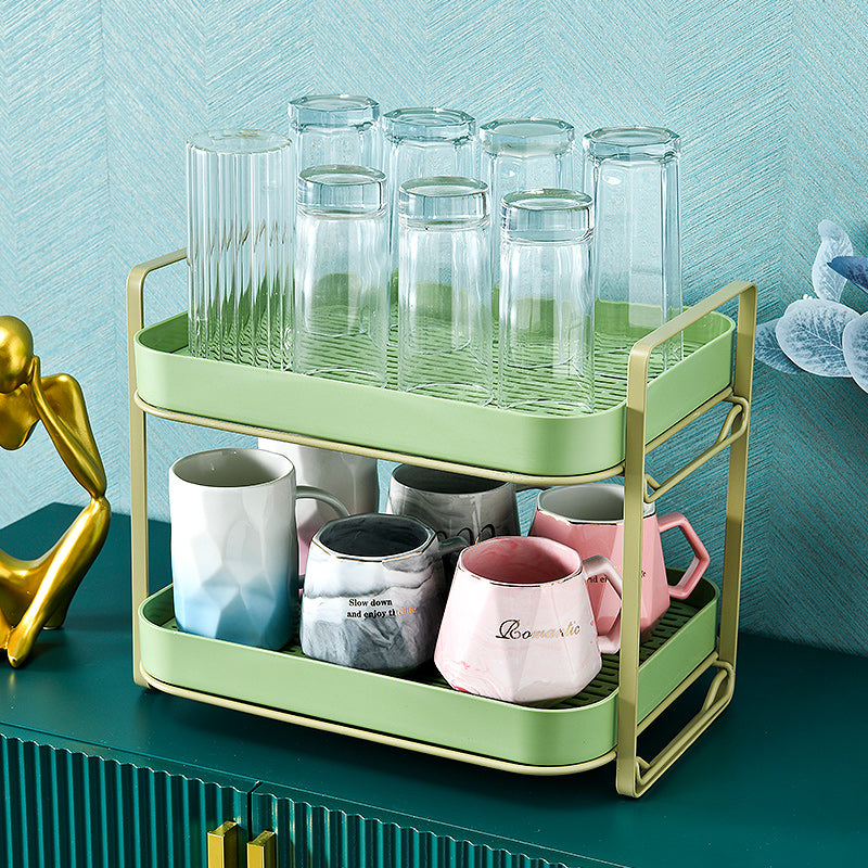 Double Decker Shelf Organizer Multipurpose Space Saver Rack | Green