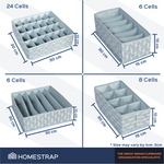 Set of 4 Drawer Organizer for Undergarments, Socks, Scarfs & Tie - Homestrap