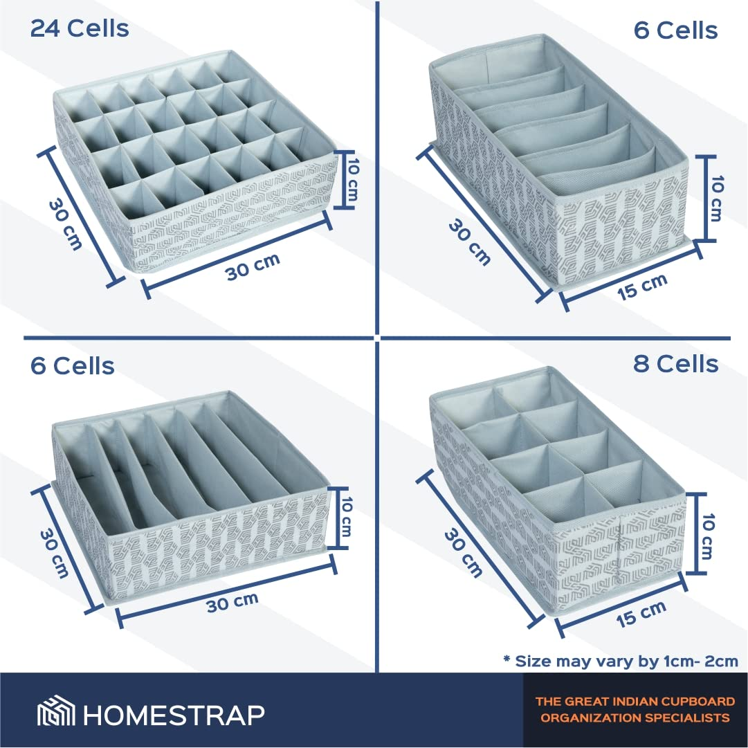 Set of 4 Drawer Organizer for Undergarments, Socks, Scarfs & Tie - Homestrap