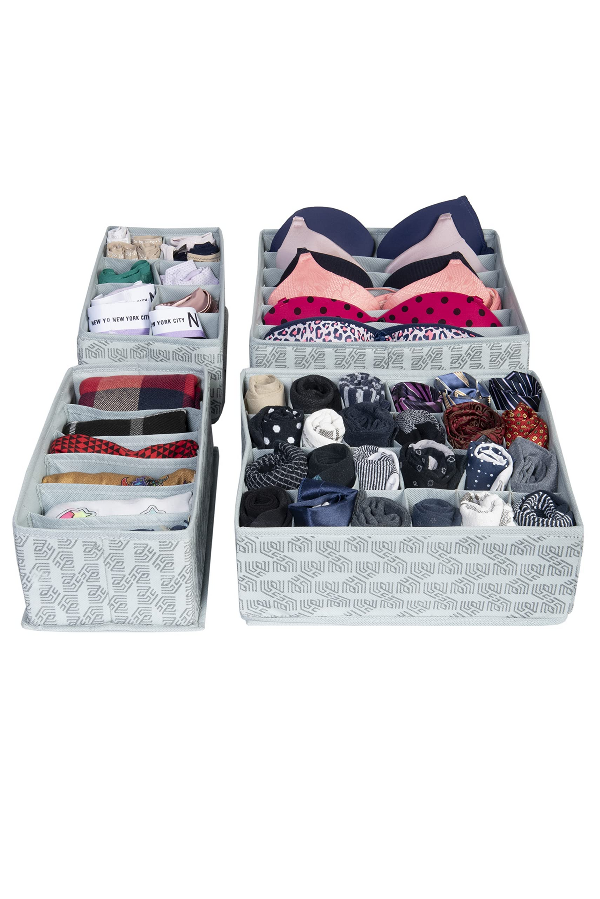 Set of 4 Drawer Organizer for Undergarments, Socks, Scarfs & Tie - Homestrap