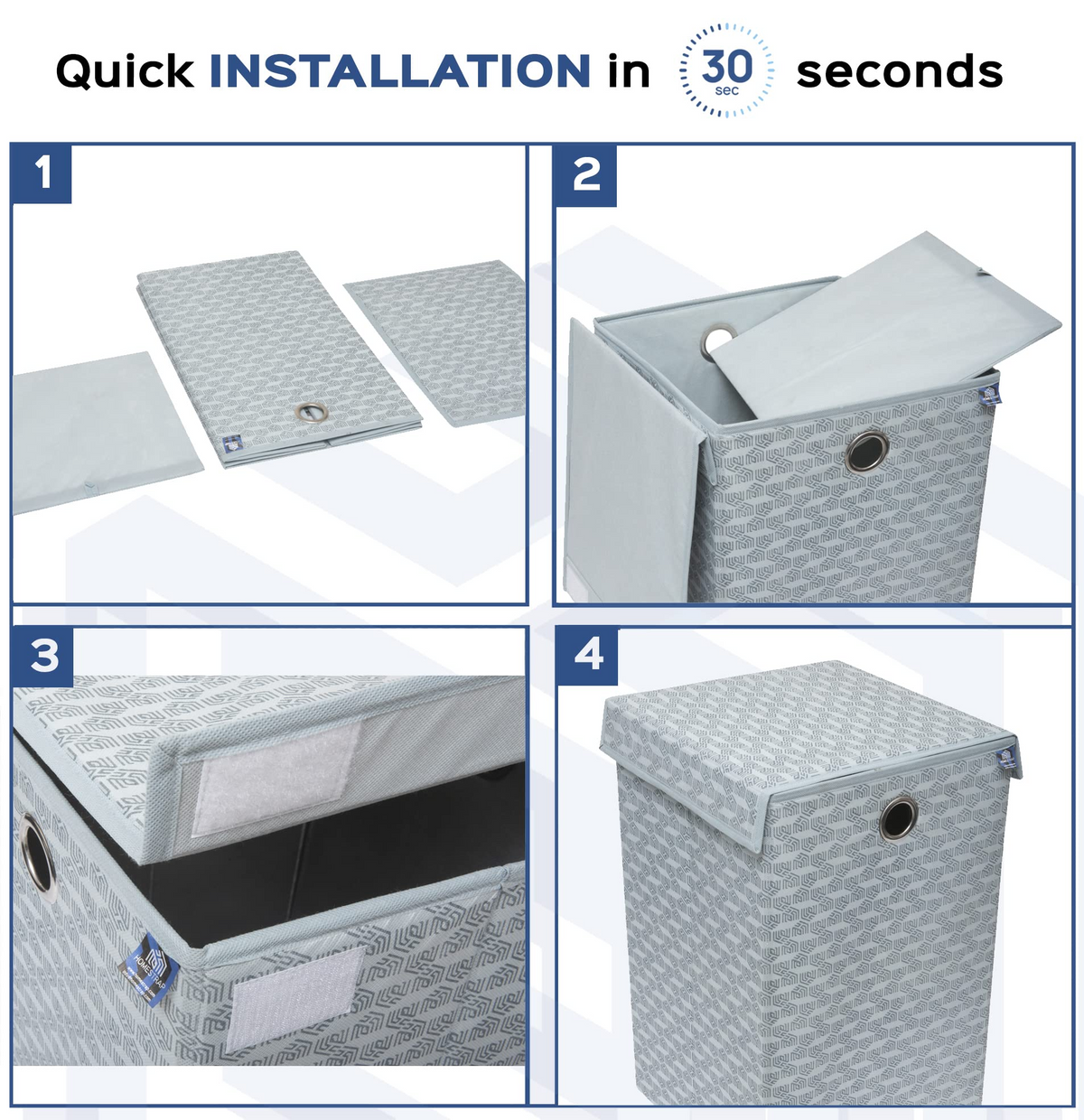 Laundry Basket with Lid Closure | Foldable | Grey - Homestrap