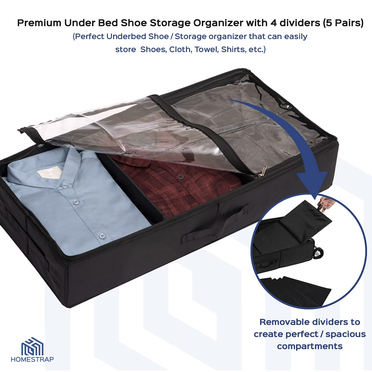 5 Section Footwear Under-bed Organizer | Foldable