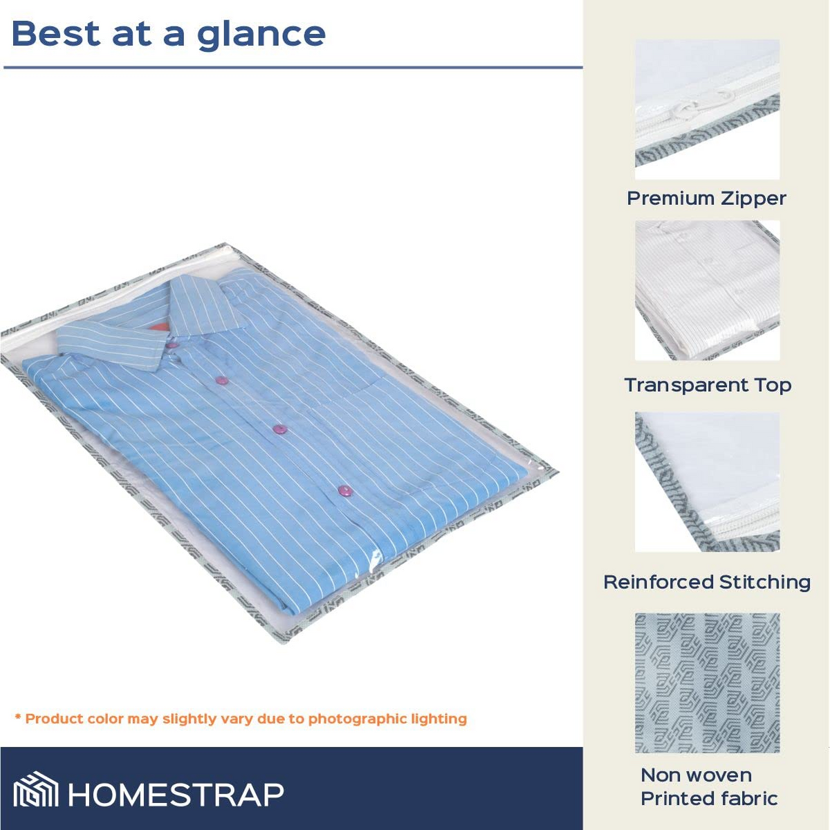 Set of 12, Transparent Single Shirt Cover with Zip Closure - Homestrap
