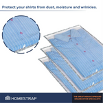 Set of 12, Transparent Single Shirt Cover with Zip Closure - Homestrap