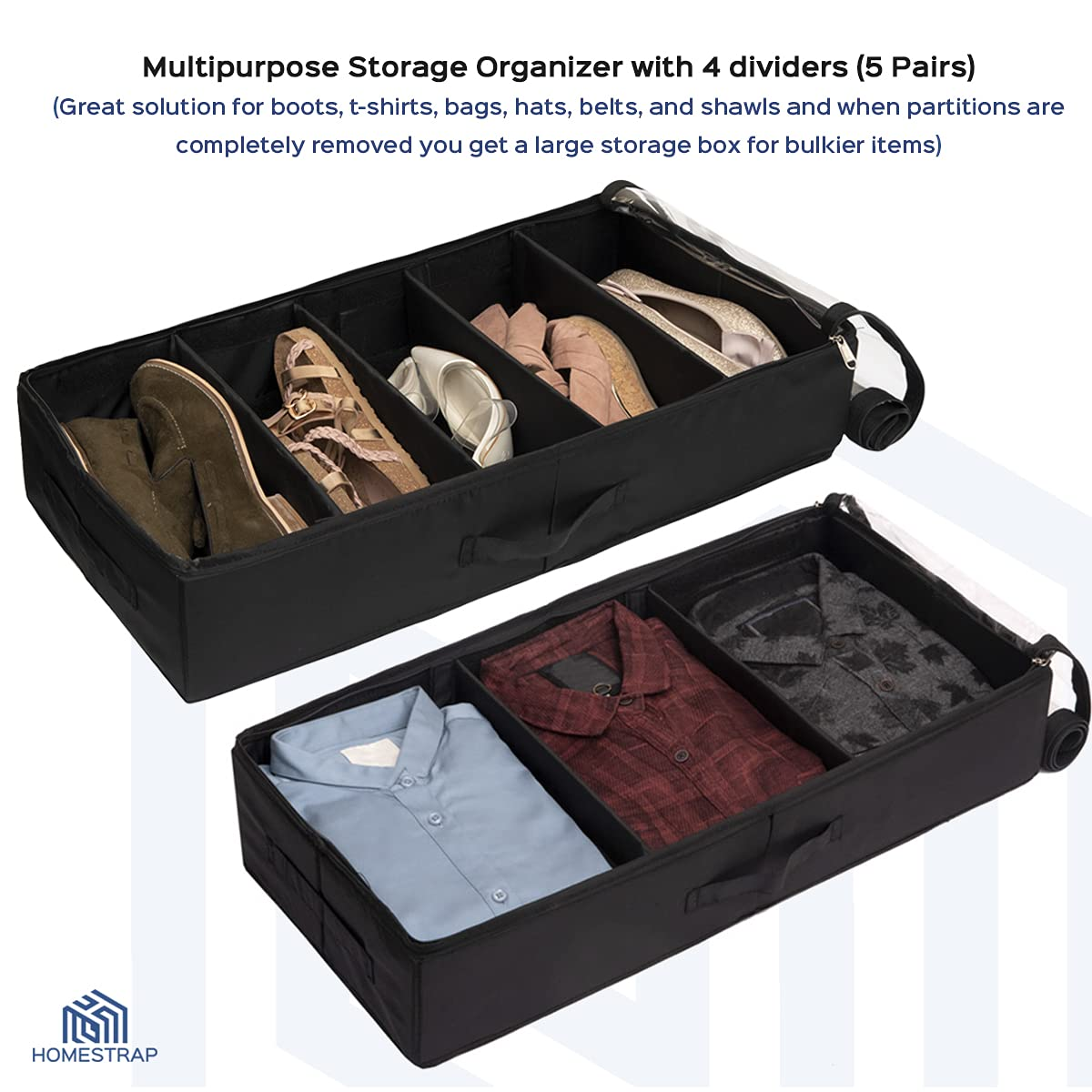 5 Section Footwear Under-bed Organizer | Foldable