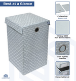Laundry Basket with Lid Closure | Foldable | Grey - Homestrap